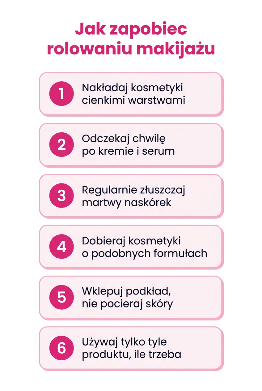 Infografika: jak zapobiec rolowaniu makijażu w sześciu krokach